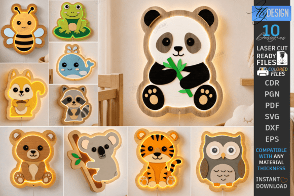Download Animal LED Night Light Laser Cut Bundle - Laser cut bundle Collection
