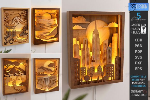 Download 3D Layered Shadow Box Laser Cut Bundle - Laser cut bundle Collection