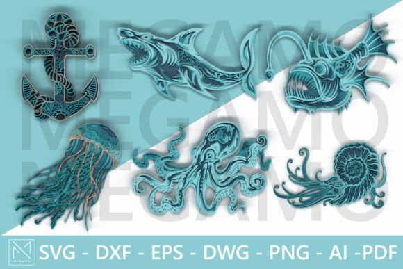 Download 3D Ocean Animal Laser Cut Bundle SVG - Laser cut bundle Collection