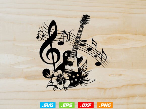 Download Floral Guitar Svg, Music Notes Svg - Premium Resources